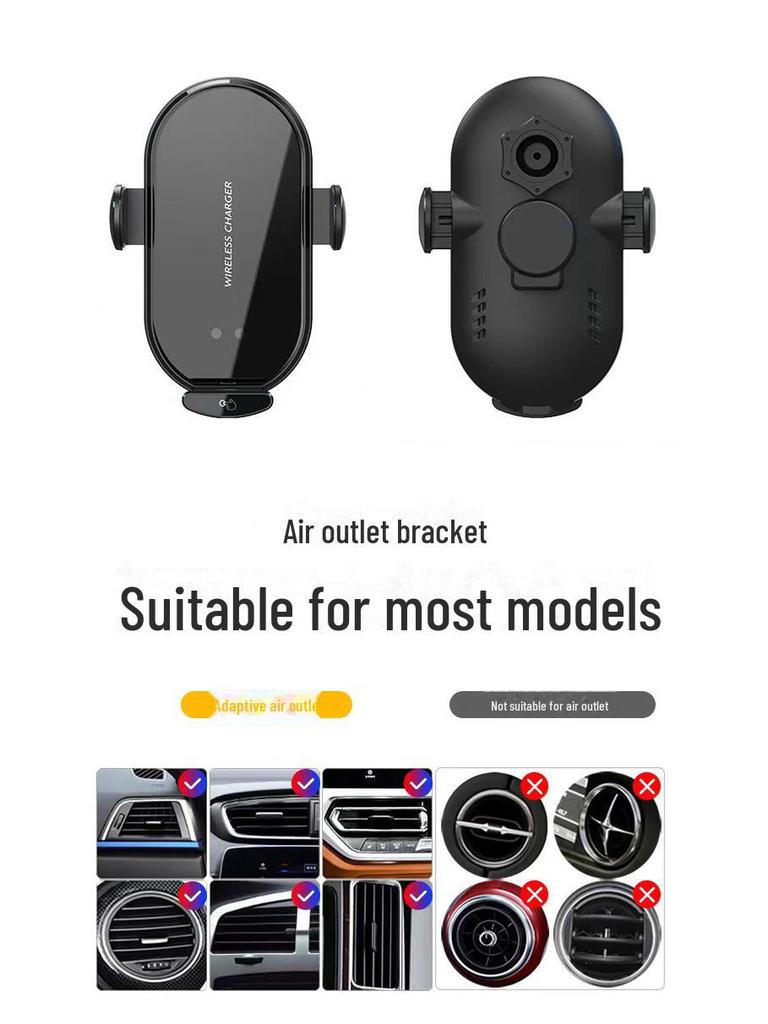 Беспроводное автомобильное зарядное устройство мощностью 66 Вт и держатель для телефона и навигации (Модель 2024 года)