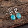 Blue Copper Turquoise Gemstone 925 Sterling Silver Jewelry Dangle Earrings 1.60" EE-12-36