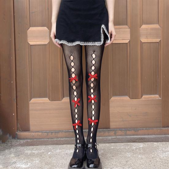 Женские колготки в стиле Лолиты, декорированные бантом, облегающие Нескользящие женские колготки в стиле Лолиты, одежда для сценического шоу
