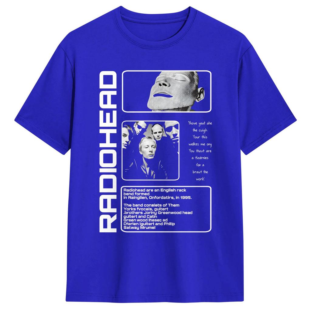 Мужские футболки Radiohead Группа Винтажные 100% Хлопок Короткий рукав Футболка Круглый вырез Одежда Большие размеры
