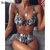 Leopard Swimsuit High Waist Bikini Women Swimwear Two-pieces Bikini Set Bather Snake Printed Bathing Suit