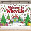 Welcome To Whoville Red And Green Backdrop Supplies Winter Christmas Party Background Decor Baby Shower Banner Photogrpahy Props1020