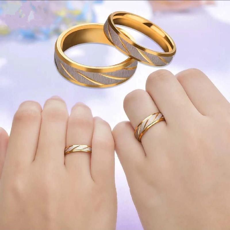 1pcs New Gold Color Ring Stainless Steel Couple Ring Fashion Batch Striped Ring Jewelry