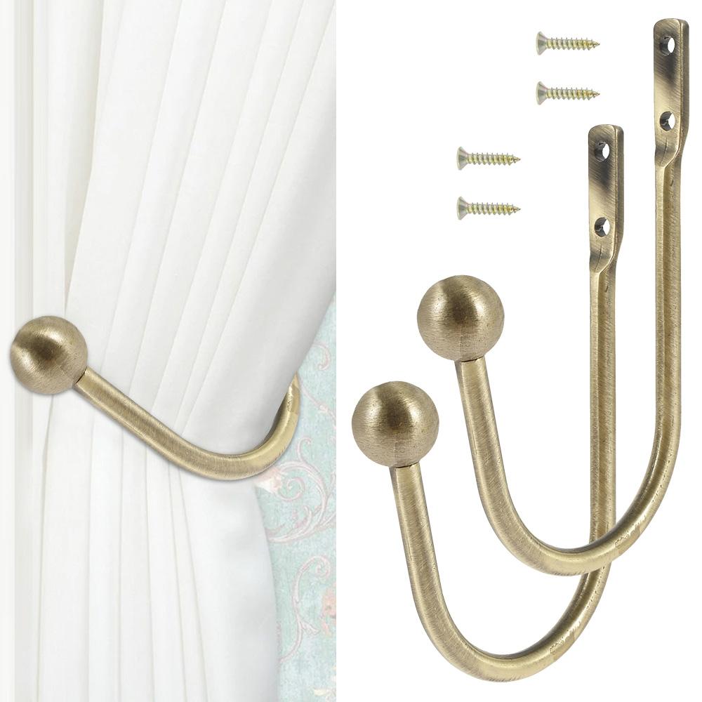 2Pcs Curtain Holdbacks Curtain Hooks Wall Mounted Curtain Tieback Multifunctional Durable Holder Home Decor Curtain Accessories