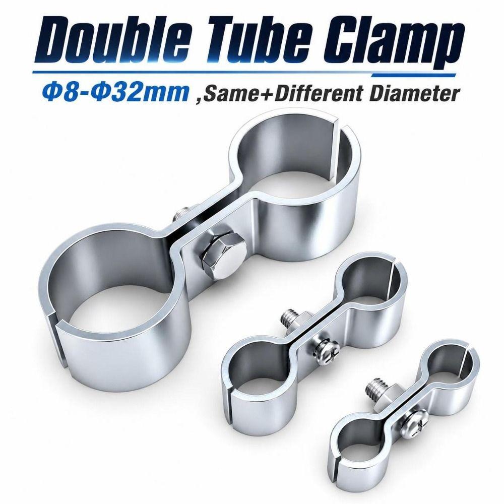 Zinc Plating Parallel Pipe Clamp 8‑Shape Dual Pipe Fixing Clip Practical Twin Hose Clamp Machinery