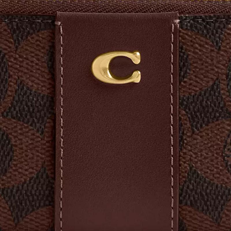 Coach 11 Классический Логотип Wrap-Up Искусственная Кожа Держатель для Карт Обычный Женский Кленово-Коричневый кленово-коричневый