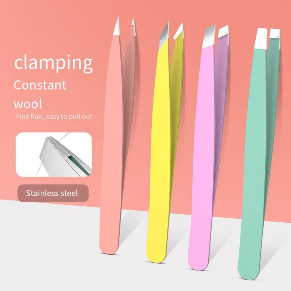 Набор пинцетов для бровей из нержавеющей стали, цветной пинцет для тонких волосков, пинцеты со скошенными кончиками для бровей, инструмент для макияжа