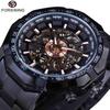 Forsining Top Watch Silver Stainless Steel Men's Mechanical Watch Waterproof Luminous Sports Skeleton Manual Watch 30M