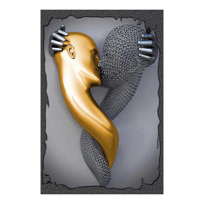 3D визуальные золотые, серебряные настенные художественные картины из металла, современные скандинавские персонализированные холсты, интерьерные картины, принты, домашний декор