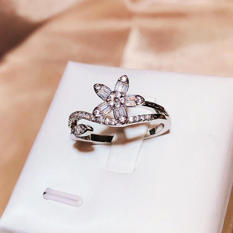 Exquisite Shiny Zircon Five Pointed Star Women's Ring Birthday Gift Ring Bestie Gift