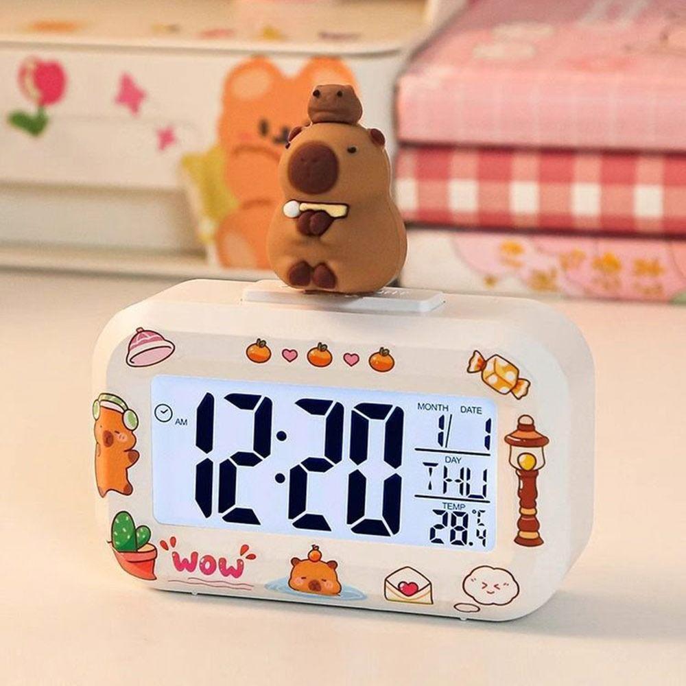 Mini Capybara Alarm Clock Cartoon Desktop Clock Cute LED Digital Clock  Student Dormitory