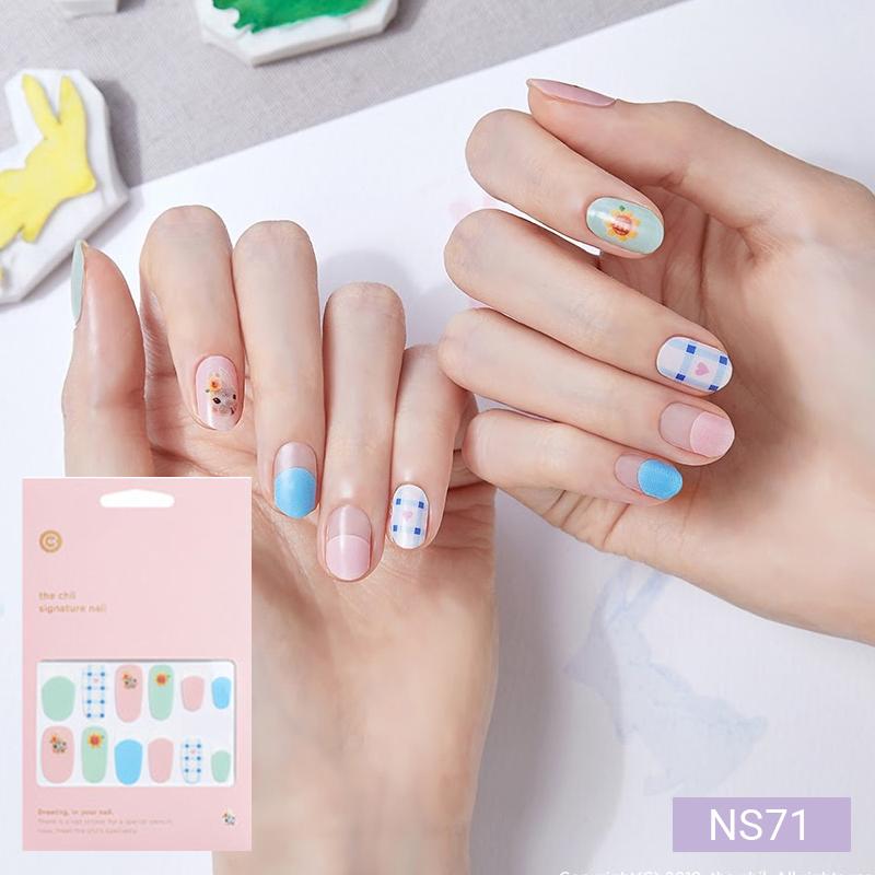 Милые пастельные наклейки для ногтей 24 шт. | Полоски для прессования, Дизайны с кроликом, медведем и звездой, Легко снимаются