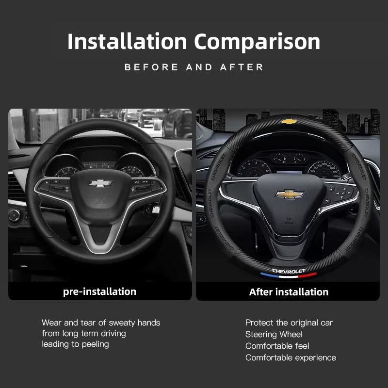 Для Chevrolet Camaro Colorado Volt Z71 Sail Corsa Aveo Matiz Onix Чехол на руль автомобиля из кожи с карбоновыми вставками Автоаксессуар