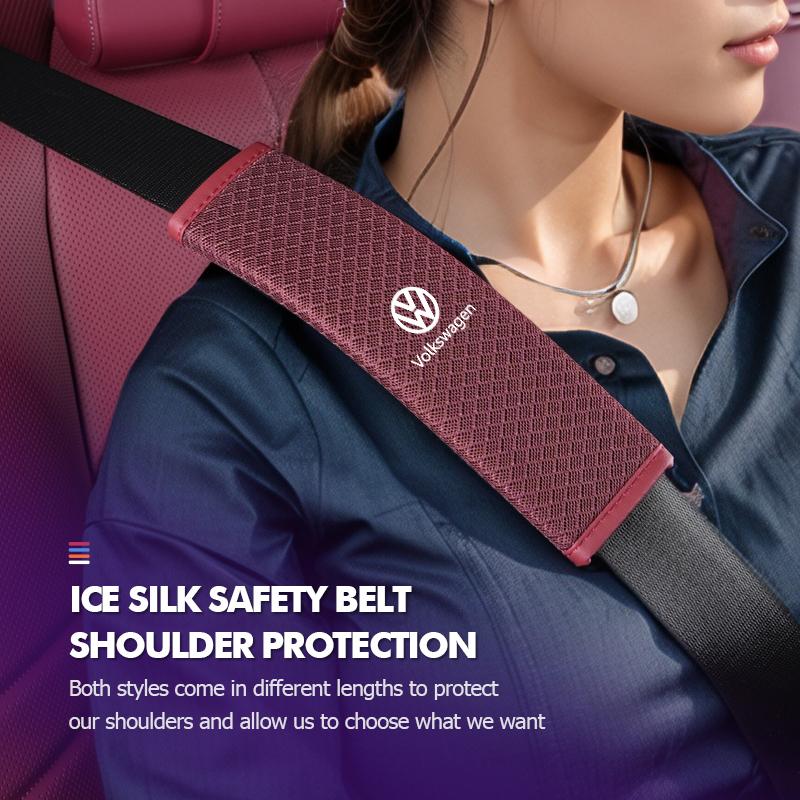 Valve Stems Caps Car Ice Silk Material Safety Belt Shoulder Pad Protective Cover For Volkswagen VW Scirocco Passat Polo B5 B6 B7 zq1