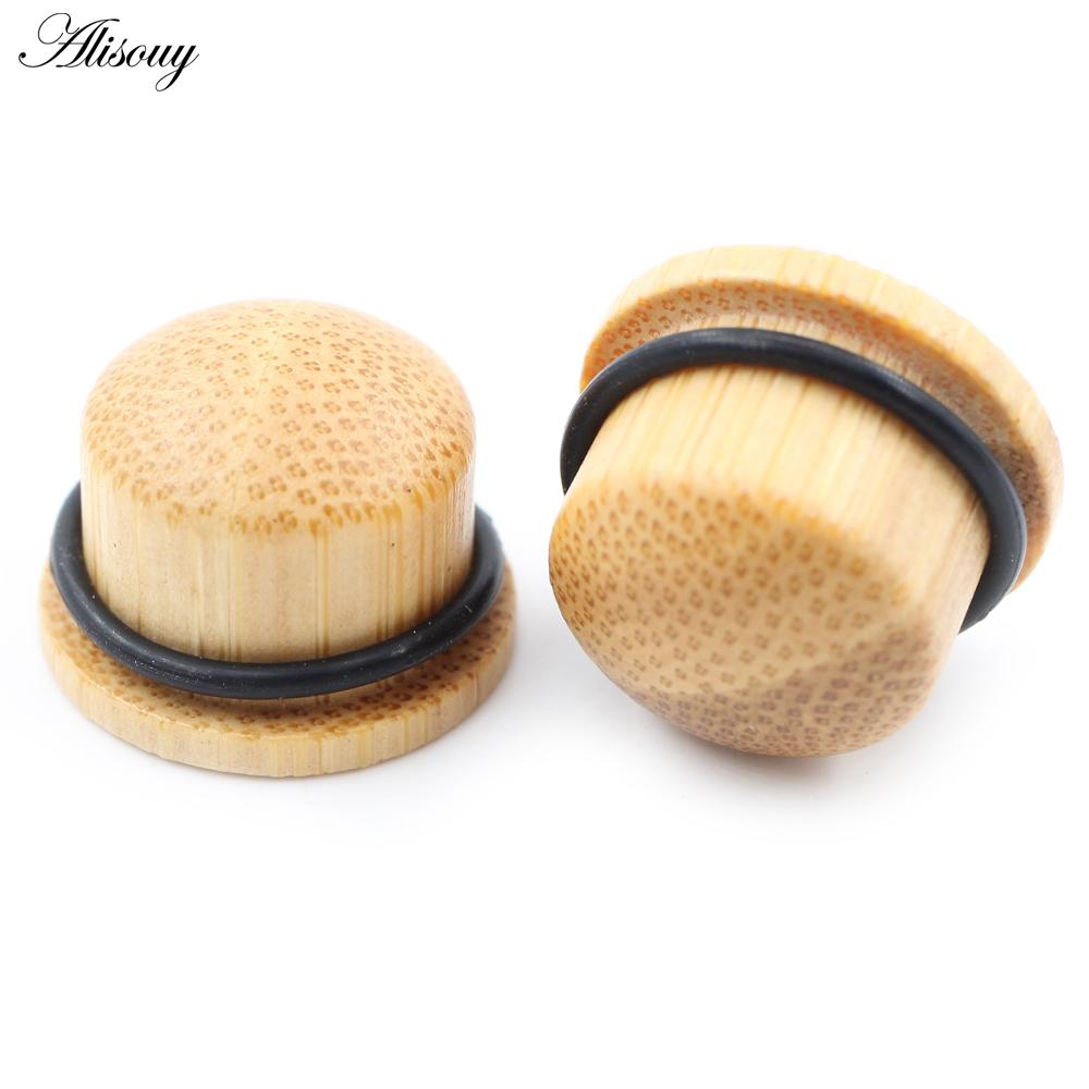 Alisouy 2PCS натуральное дерево твердые пули цилиндрические ушные калибры конические заглушки туннельный расширитель растяжитель серьги пирсинг украшения для тела