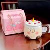 Milk Fufu Cake Ceramic Mug with Lid Cute Cartoon Water Cup As A Birthday Gift for A Girl’s Best Friend As A Souvenir