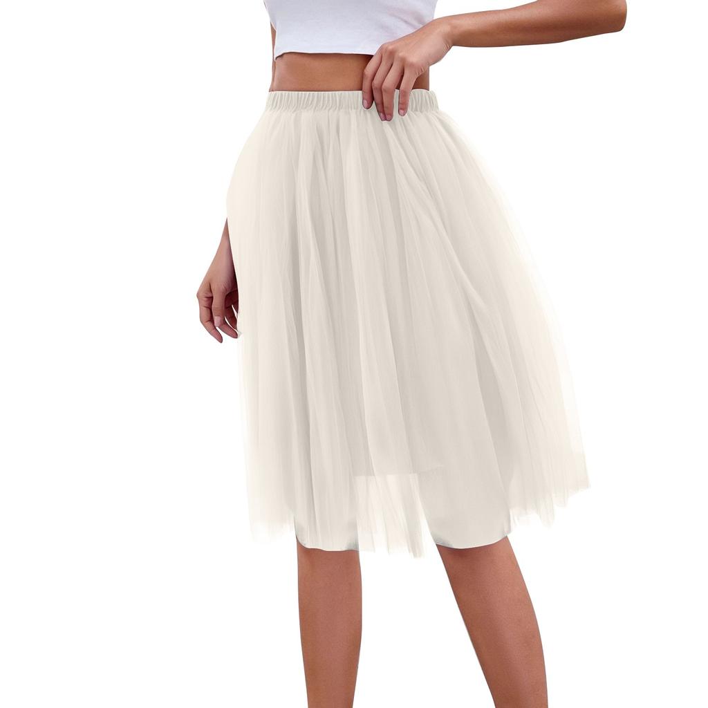 Женская модная однотонная юбка-полусолнце, юбка-фонарик для вечеринки, юбка-фонарик из пятислойной сетки