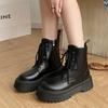 Модная женская обувь на распродаже 2024 Высокое качество Боковая молния Женские ботинки Зимние Круглый носок Однотонные Короткие голенища Платформа Массивный каблук Ботинки