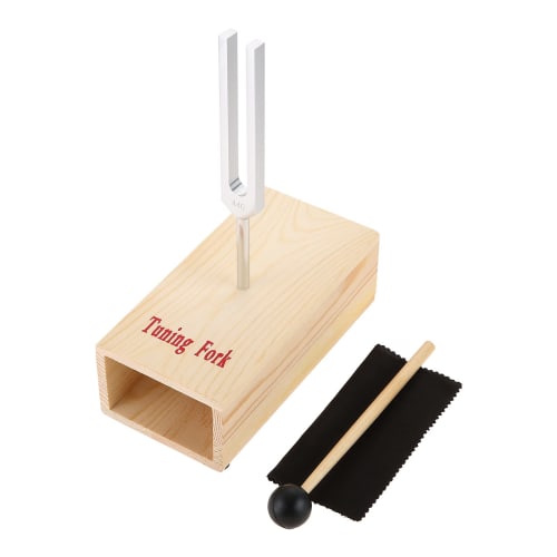 Dreld A=440Hz Tuning Fork Guitar Tuner with Resonator Box, Wooden Box, Mallet, and Accessories, Rubber Mallet Set, Standard Tone, Musical Instrument,