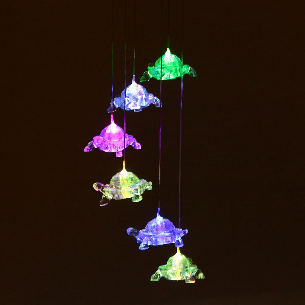 Solar Turtles Hanging Lamp Wind Chime Pendant Light IP44 Mixcolor Slow Flashing