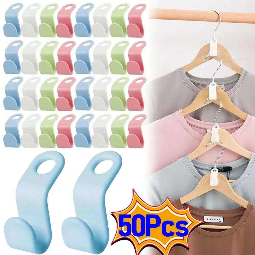 5-20Pcs Clothes Hanger Hooks Organizer Connect Multifunction Cascading Plastic Bedroom Wardrobe Storage Space Saving Coat Hook