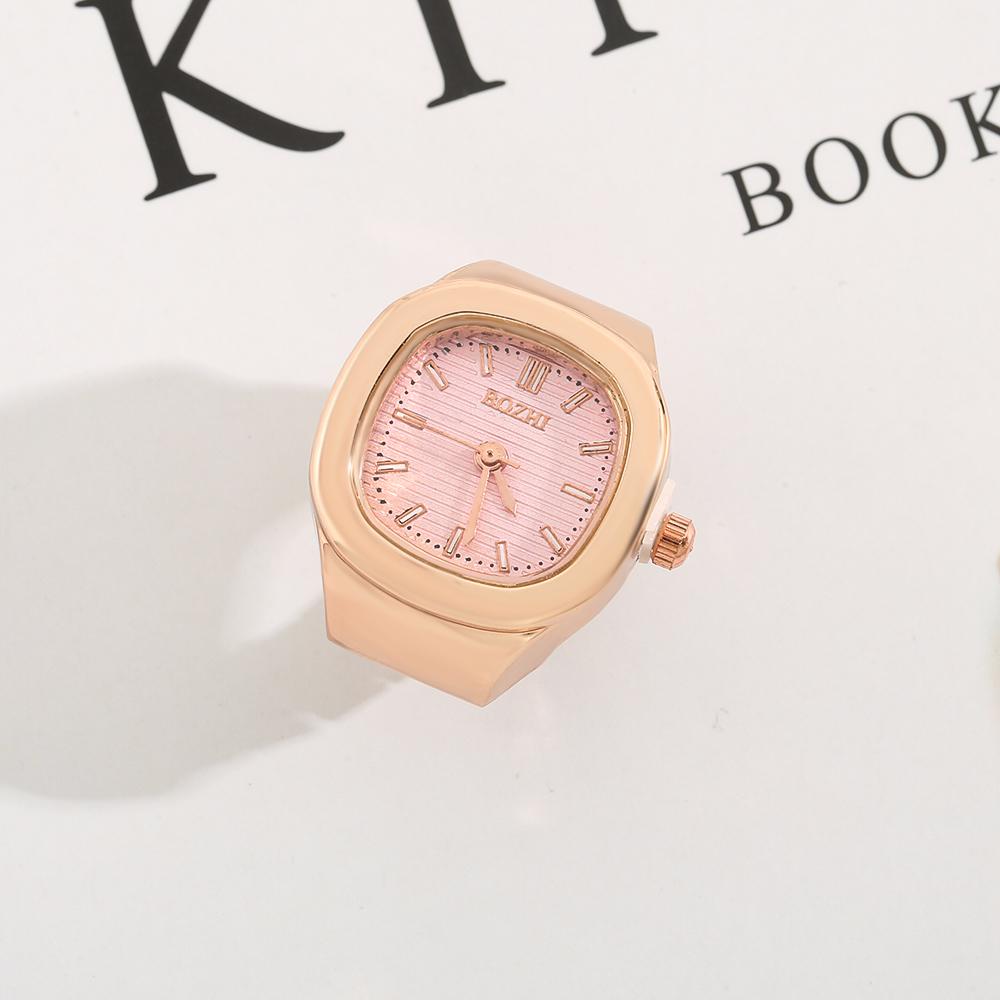 Ring Quartz Watch Creative Alloy Shell Finger Square Dial Couple Men And Women