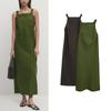 MD Spring/Summer New Holiday Elegant Dignified Side Slit Linen Blended Sling Length Dress 6695100