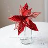 Fabric Plastic Christmas Artificial Flowers DIY Decoration Glitter Fake Flower  New Year
