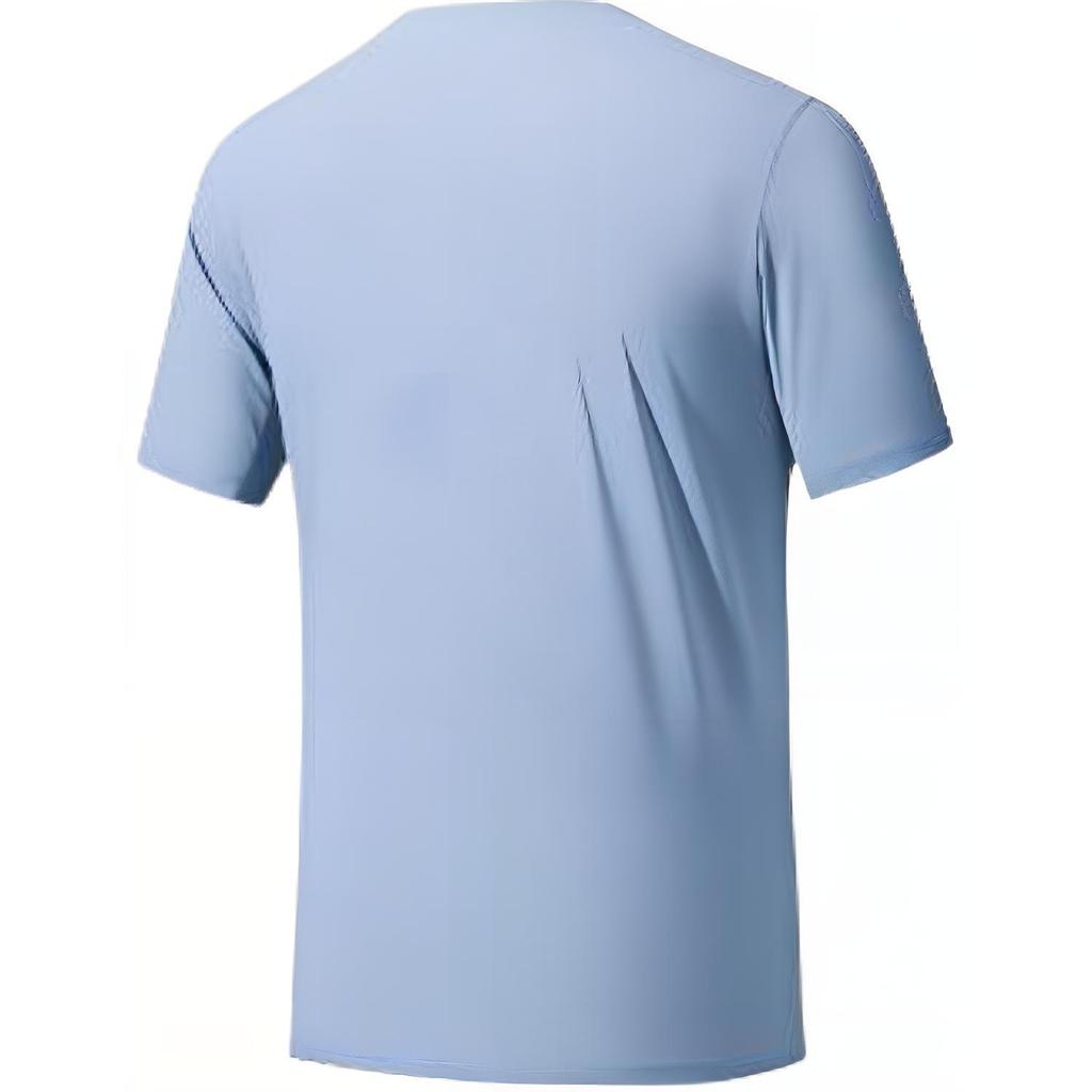Anta Champion All-Weather Series Solid Color Round Neck Comfortable Moisture-Wicking Versatile Short Sleeve T-Shirt Men Tops Ice-Peak-Blue 152520139-2