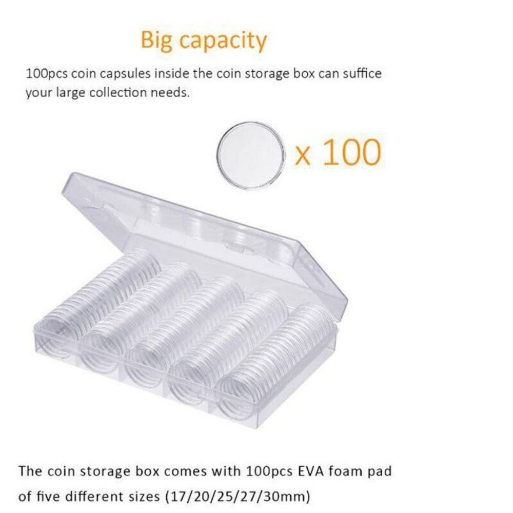 Plastic Protection Boxes Coin Collecting Box Case Coins Storage Capsules Coin Cases Holder