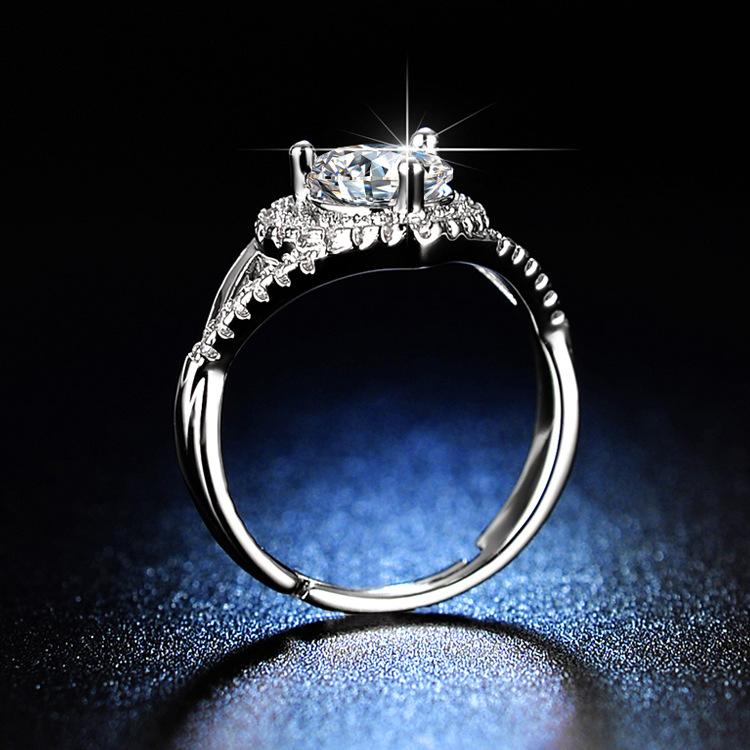 Exquisite Love One-carat Simulated Moissanite Open Ring Women's Zircon Live Heart Ring
