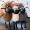 Sheep Anime Car Keychain Pendant Real Wool Backpack Doll Decoration Fur Lamb Bag Hanging Doll