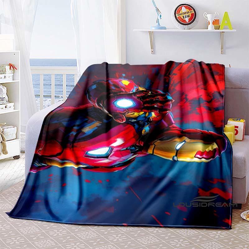 Iron Man Cartoon Comic Funny Expression Blanket, Warm Flannel Sofa Blanket, Home, Bedroom, Travel.