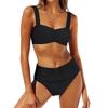 2025 European & American Solid Color Backless Bikini Set: Sexy Two-Piece Women's Swimsuit