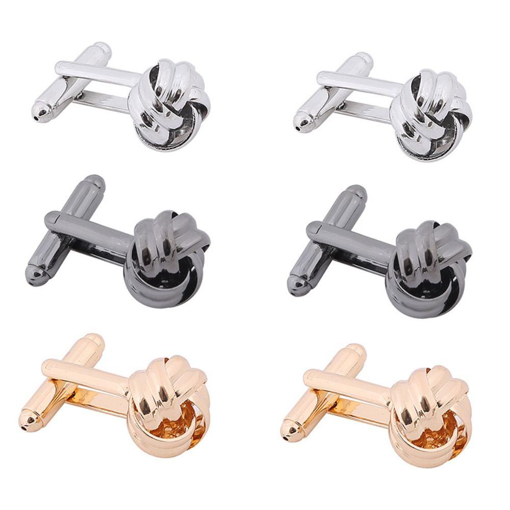 Alloy Alloy Cufflinks Gold Silver Black Shirt Suit Cuff Links Elegant Style Knot Men