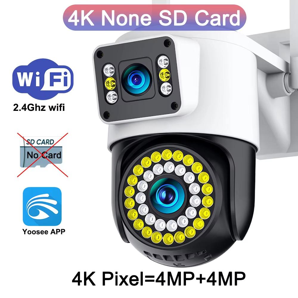 LS VISION 4K 8MP IP камера с двумя объективами 4G PTZ Wifi камера с двумя экранами, автоматическим слежением, двусторонней аудиосвязью, цветная камера ночного видения Yoosee