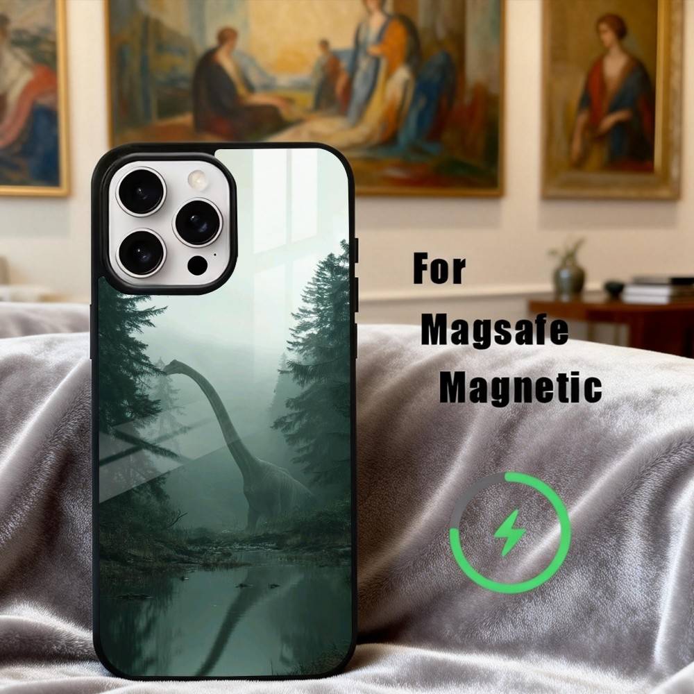 Крутой чехол для телефона с рисунком D-Динозавр для iPhone 17, 16, 15, 14, 13, 12, 11 Plus, Pro Max, магнитный, для беспроводной зарядки Magsafe