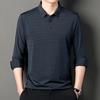 Long Sleeve T-shirt Men's Spring and Autumn New Trendy Simple Seamless Striped Stretch Polo Shirt