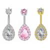 Stainless Steel Zircon Navel Ring Colorful Body Piercing Jewelry Fashion Belly Button Ring  Girl