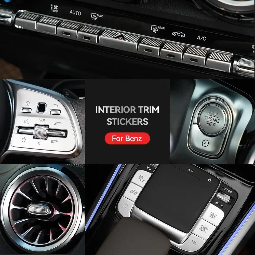 Car Steering Wheel Air Conditioning Button Covers Sticker Ignition Start Button Decor Cover Trim For Mercedes Benz GLB GLA CLA