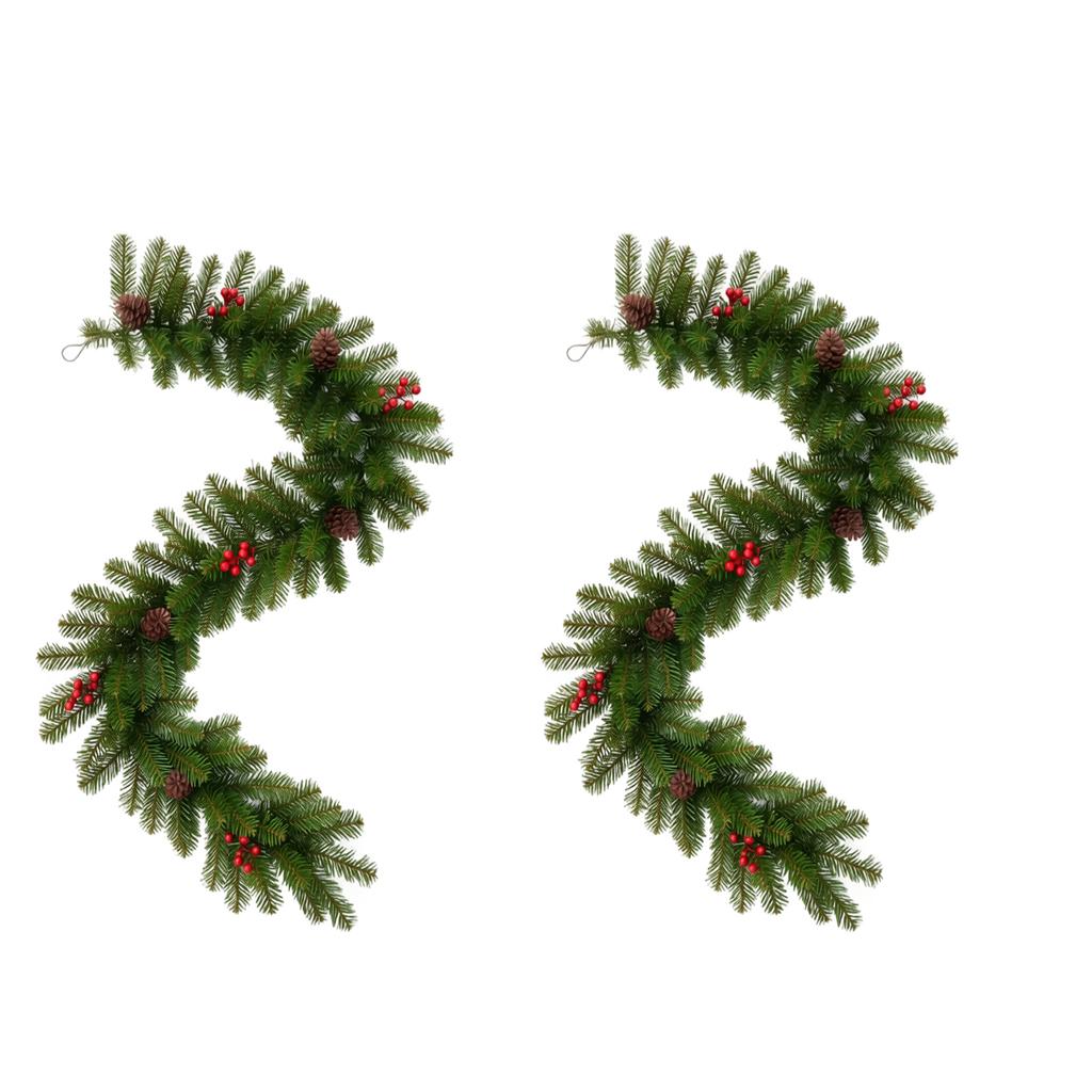 Christmas Wreath 1.8M or 2.7M – Pre-Decorated with Red Berries and Pinecones for Indoor Outdoor Holiday Decor