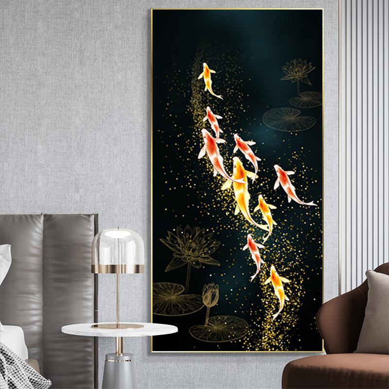 Koi Fish Feng Shui Carp Lotus Pond Canvas Painting Modern Posters and Prints Wall Art Picture for Living Room Home Decor Cuadros