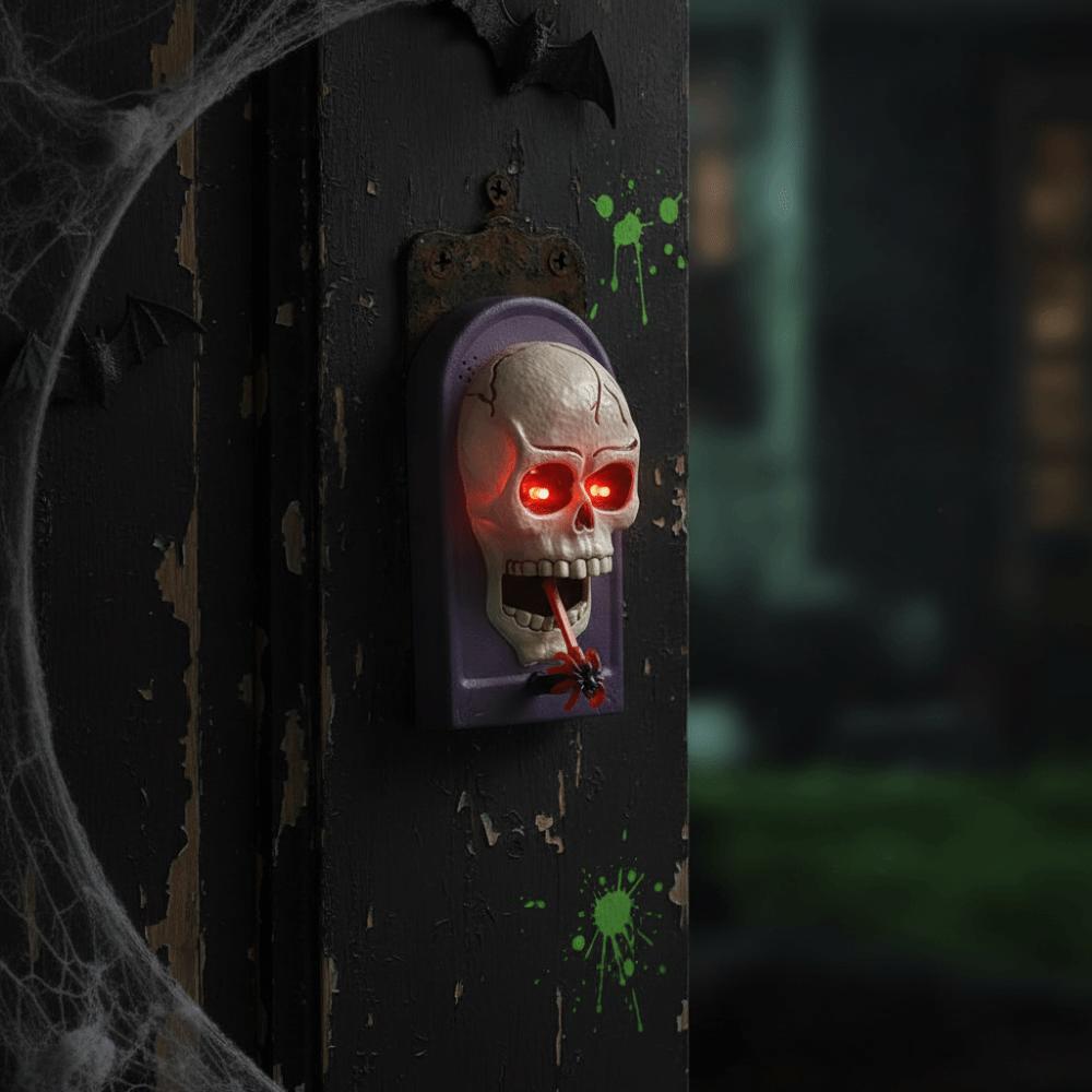 Battery-operated Animated Skull Doorbell Vocal LED Glowing Eyes Secret Room