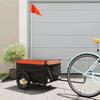 VidaXL Bicycle Trailer Black and Orange 30 Kg Iron 94075