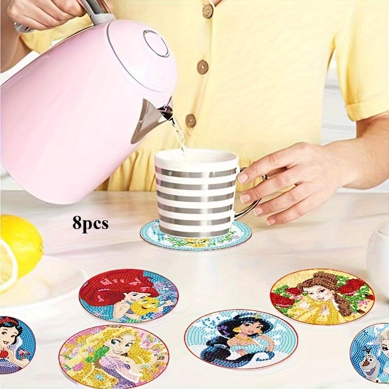 8 шт./наборы Красивые подставки для алмазной живописи «Принцесса», сделай сам, подставки для алмазной живописи 5D с полной выкладкой, акриловые круглые подставки для чашек