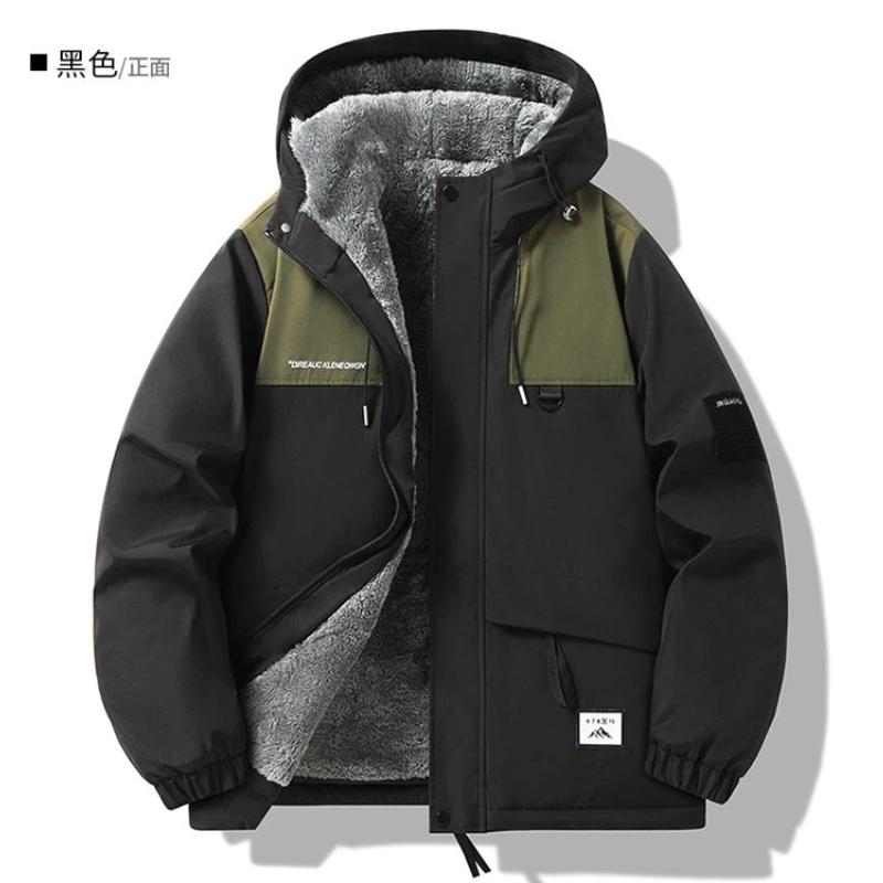 Мужские куртки для улицы на осень-зиму, с плюшевой подкладкой и утолщенные свободные хлопковые пальто для водонепроницаемой рабочей одежды, теплые