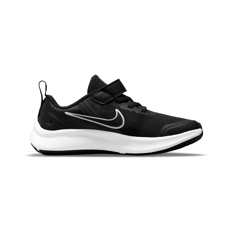 Nike Star Runner 3 Удобные, износостойкие, нескользящие и дышащие низкие детские кроссовки для бега Черно-белые DA2777-003