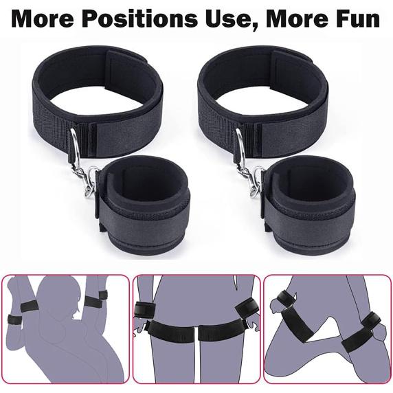 BDSM Sex Bed Bondage Restraints Kit for Ankles and Wrist Bar Women Sweater | Sexy Sex Hand Cuff Handcuff Bracelets for Women Couples Bondaged Bed Tie