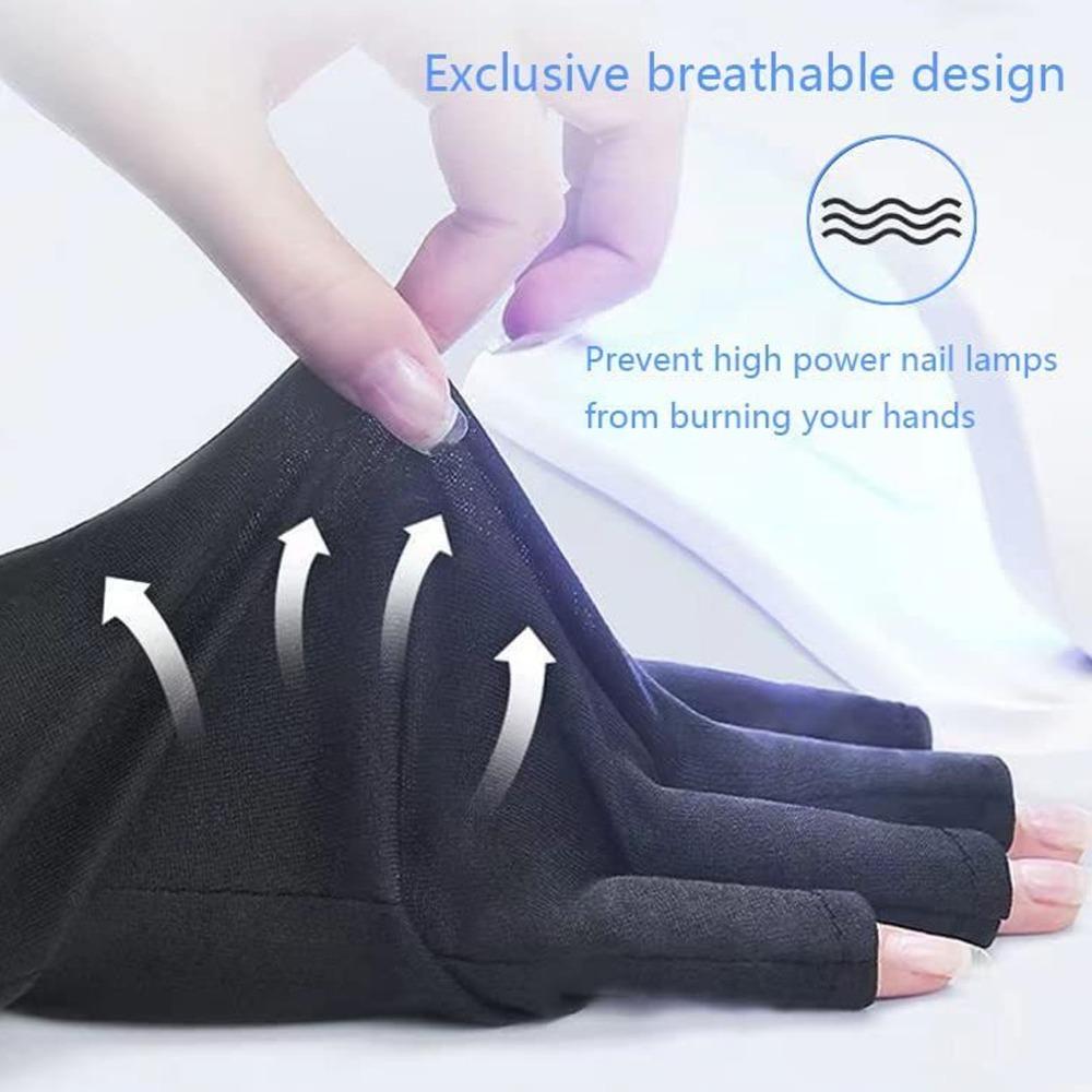 2pair Excellent Elasticity Nail Lamp UV Blocking Gloves Professional Nail Salon Daily Use
