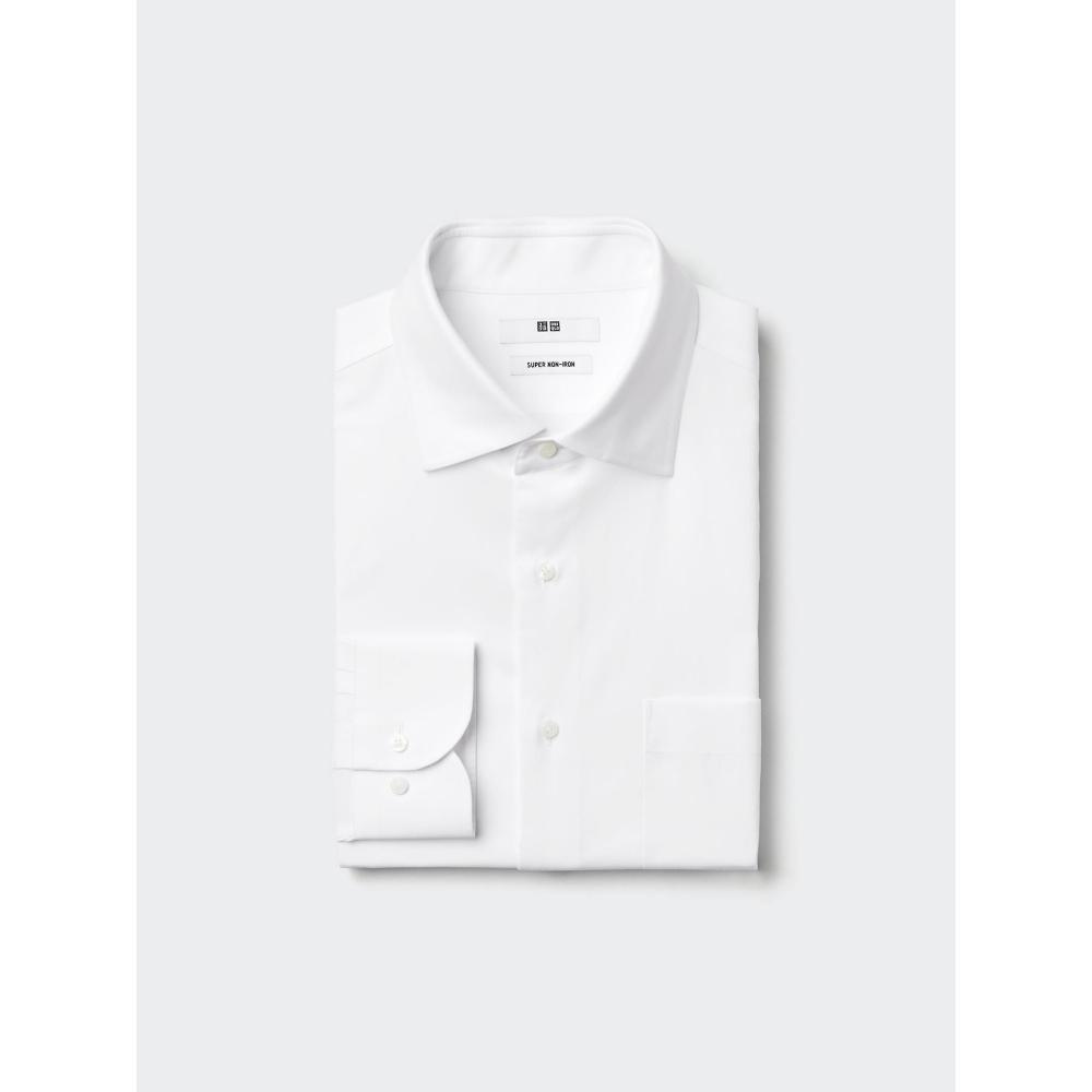 Uniqlo Рубашка Super Non Iron с длинным рукавом и полушироким воротником 